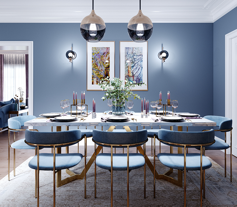 Royal blue dining room idea bascopaints