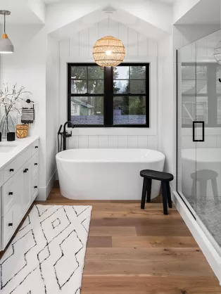 Light and bright bathroom space  