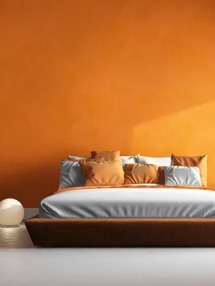 Optimistic orange bedroom colour idea  