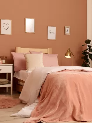 Peachy paradise bedroom décor  
