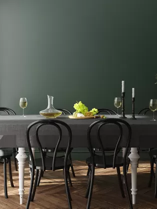 Dark green dining room 