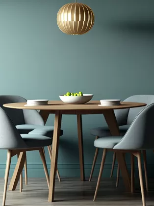 Energising green dining room idea  