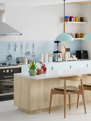 Soft blues for modular kitchens