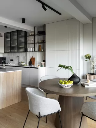 White-washed modular kitchen  