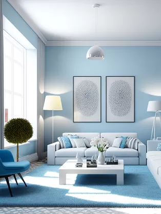 Monochromatic blue living room design idea 