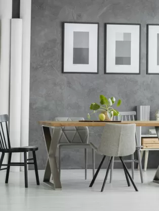 Modern grey dining area