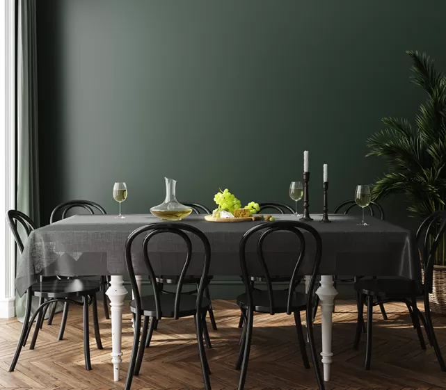 Dark green dining room 