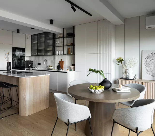 White-washed modular kitchen  