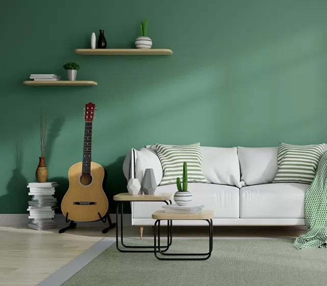Gorgeous green living room design 