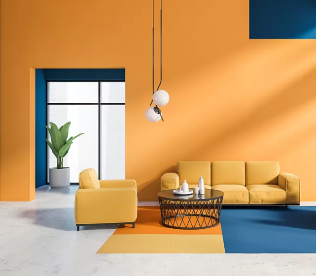 Bright orange living room design 