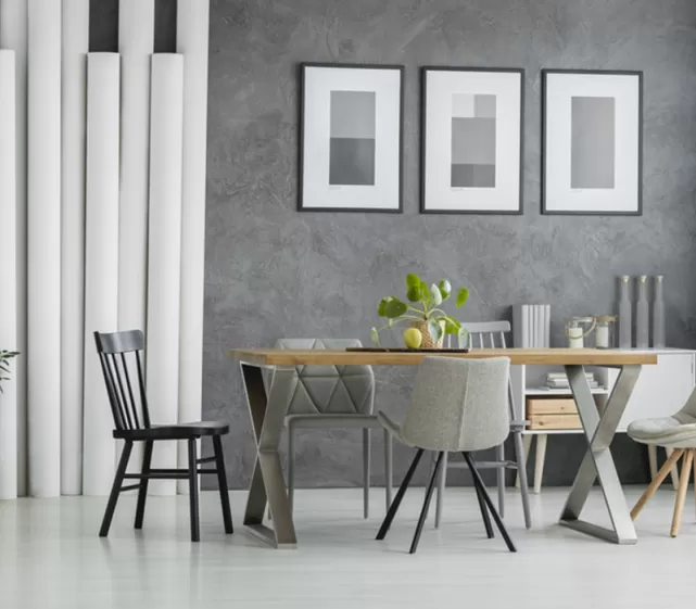 Modern grey dining area